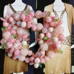 Vintage Western Germany 2 strand bracelet pink and green